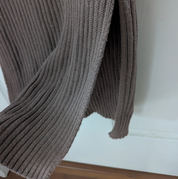 In Loom Brown Sweater Bodycon Maxi Dress Scoop Neck Oversize Sleeves Size L - Picture 7 of 11